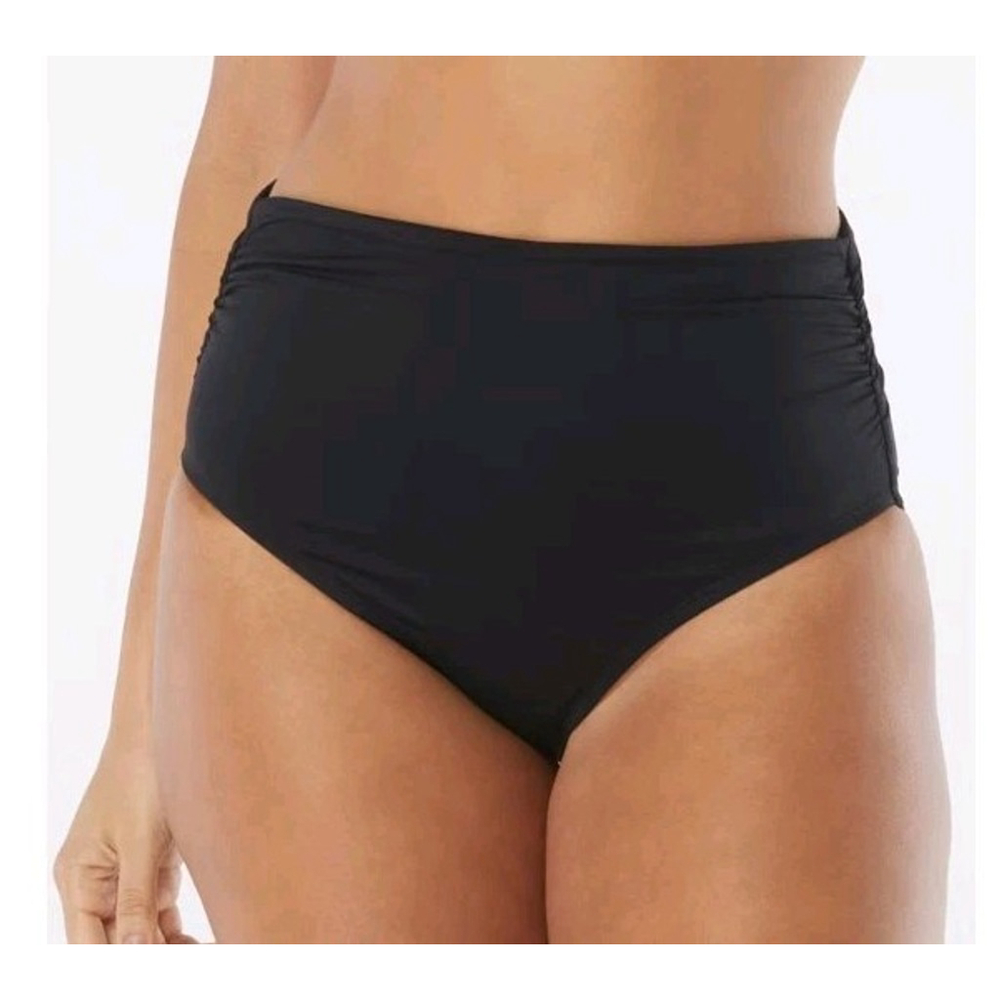 Coco Reef Black High Waisted Bikini XL NWT Ruched Sides Swim Bottoms #G31